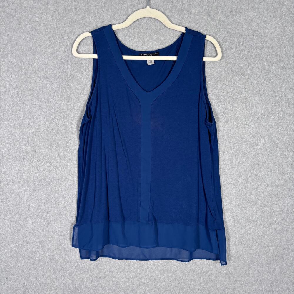 Simply‎ Styled Tank Top Large Flowy Jersey Stretch Rayon Basic Casual Everyday